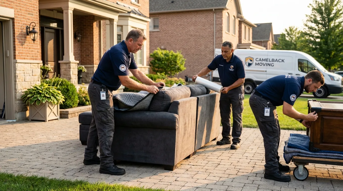 Large estate moving crew wrapping furniture in Hampstead, NH